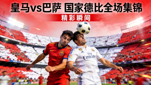 皇马对阵巴萨全场集锦封面图，西班牙国家德比精彩瞬间